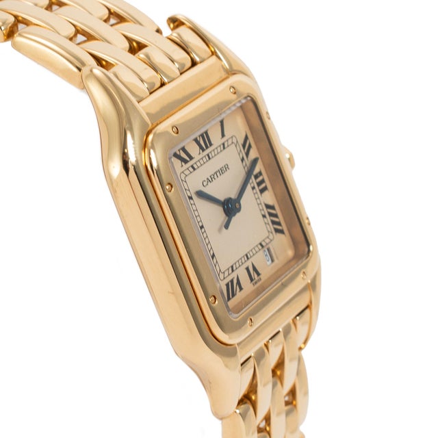 Cartier Cartier Panthere Medium Size 27mm 8839 18k Yellow Gold White Roman Quartz Watch For Sale - Image 4 of 10