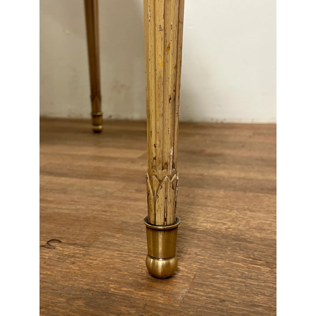 C. 1950s F & G Furniture Louis XVI Style Side Tables With Leather Tops - a Pair For Sale - Image 9 of 12