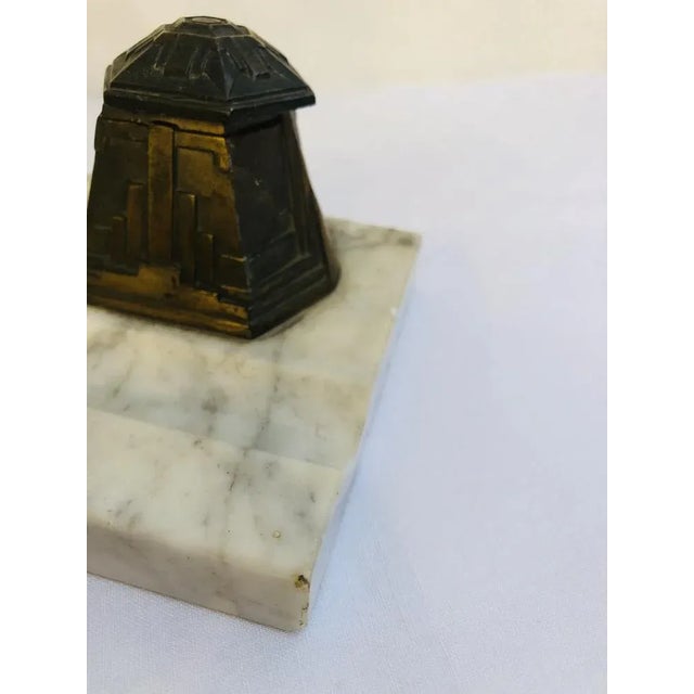 French Art Deco Inkwell With Marble Base, 1920s For Sale - Image 4 of 9