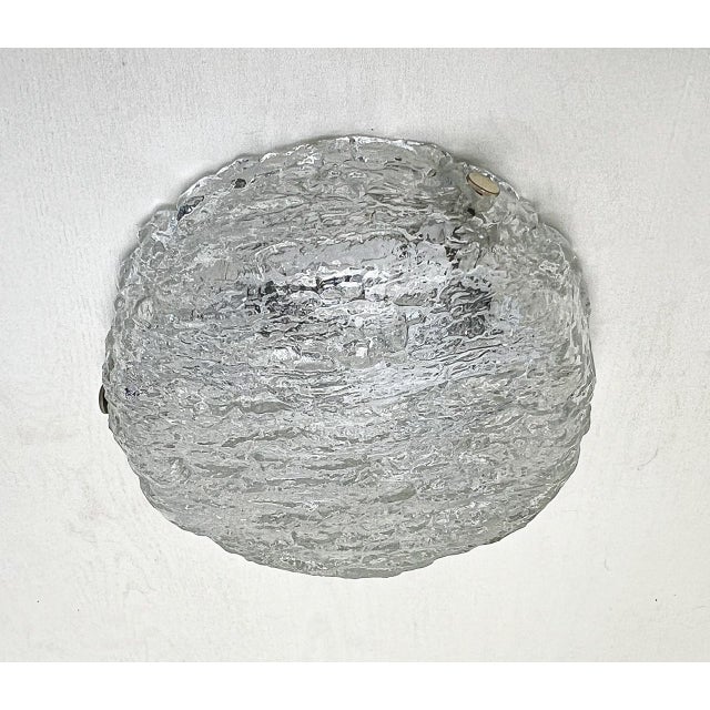 Textured Ice Glass Flush Mount Ceiling Lamp from Kaiser Leuchten, 1960s For Sale - Image 14 of 14