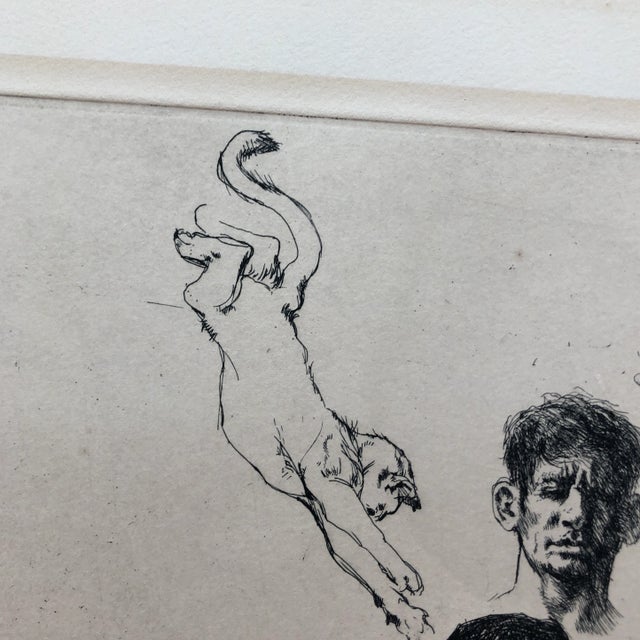 Black Self Portrait With Cats by Sigmund Abeles 1965 For Sale - Image 8 of 12