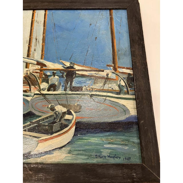 Blue 1947 New Jersey Maritime Painting For Sale - Image 8 of 8