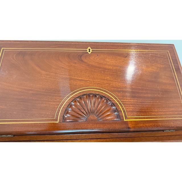 Early 20th Century Federal Revival Mahogany Drop Front Secretary Desk With Inlay For Sale - Image 16 of 17