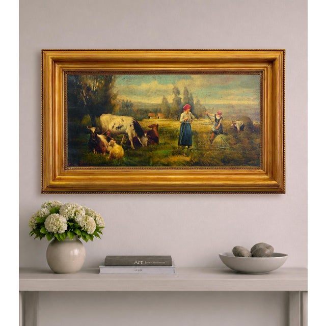 Emilio Pergola, Rural Scene with Cattle, 1990s, Oil on Canvas, Framed For Sale - Image 6 of 9