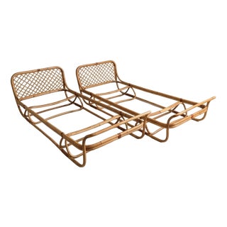 Italian Bamboo Single Beds, 1960s, Set of 2 For Sale