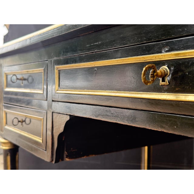 Louis XVI Ebonized Writing Table or Desk With Embossed Leather Top From France For Sale - Image 13 of 16