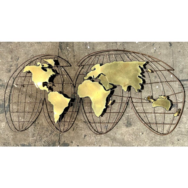 Curtis Jere Vintage Boho Curtis Jere Brass Globe Wall Sculpture For Sale - Image 4 of 11