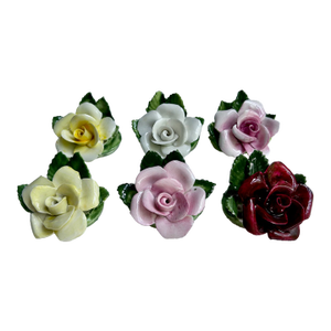 1940s Set of 6 Staffordshire Radnor Bone China Rose Place Card Holders