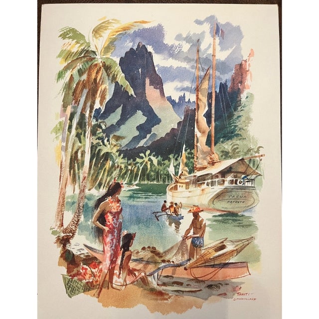 Vtg 1958 Matson Lines SS Matsonia Dinner Menu Set - 4 Mid-Century Illustrations For Sale In San Francisco - Image 6 of 6