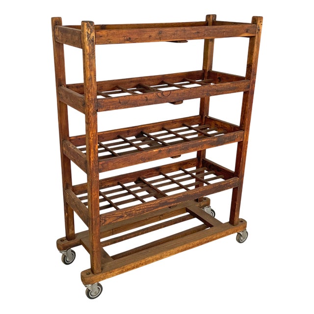 Italian Art Deco Rectangular Wooden Cart, 1920s For Sale