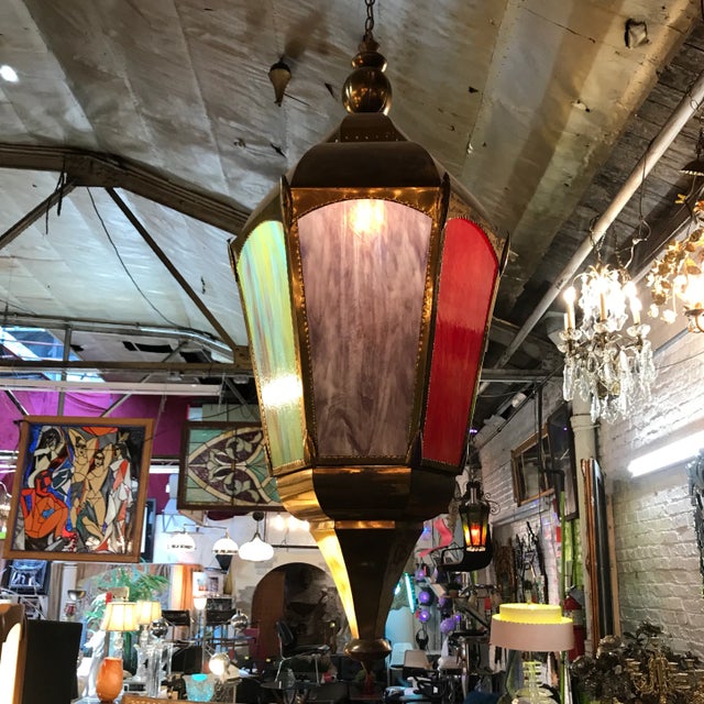 Vintage Moroccan Multicolor Lantern Pendant - Set of 2 For Sale - Image 13 of 13