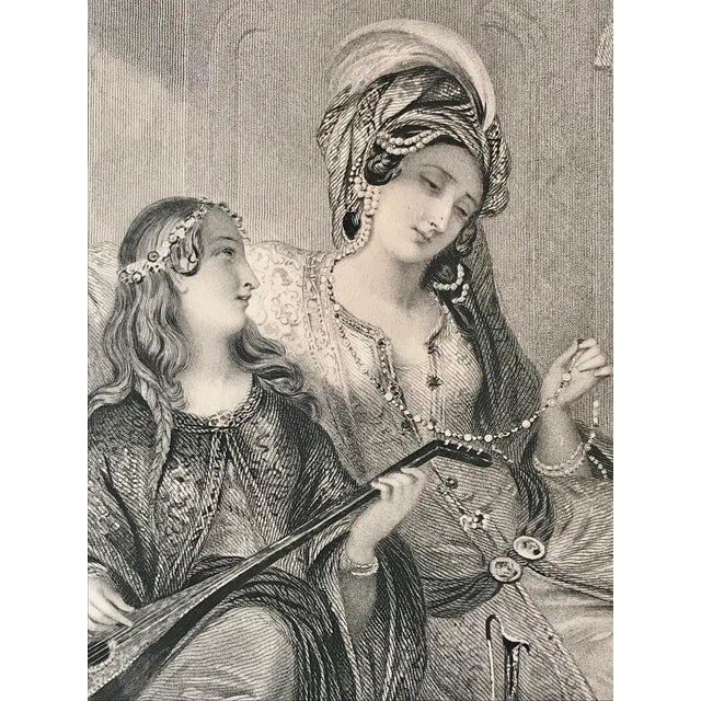 Mid 19th Century Antique Victorian English Print Beautiful Women Titled "The Jewels" London 19th Century Engraving For Sale - Image 5 of 7