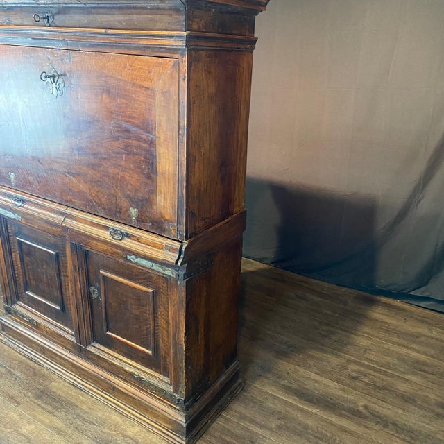 Brown 18th C Spanish Baroque Walnut Bargueno or Fall Front Writing Desk For Sale - Image 8 of 18