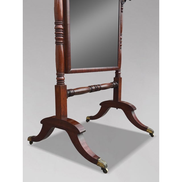 Early 19th Century Regency Mahogany Cheval Mirror, 1820s For Sale - Image 6 of 13