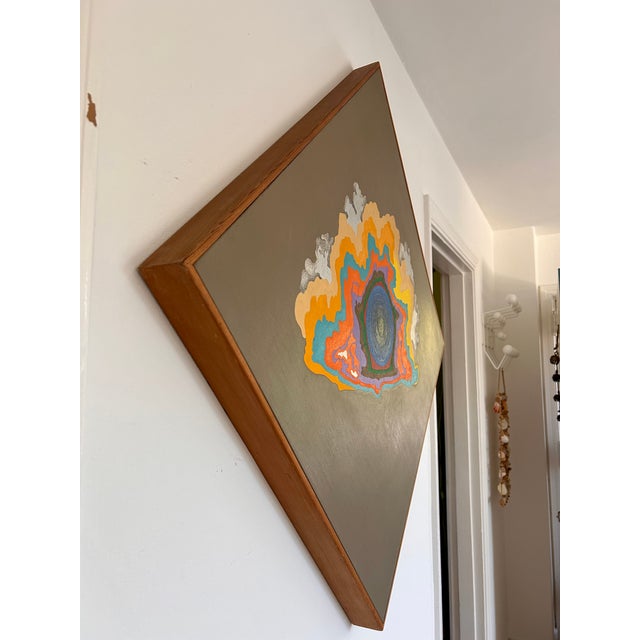 Vintage Original Framed Abstract Psychedelic Pop Art Acrylic Painting For Sale - Image 4 of 9