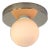 Globe Flush Mount Polished Nickel, 3 Inch Glass Globe, by Research.Lighting, Modern, Minimal For Sale