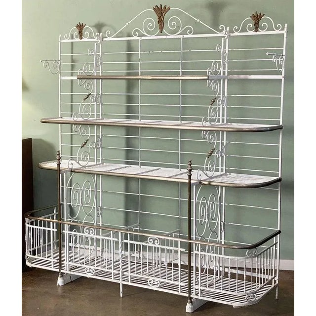 French Large French Boulangerie or Baker's Rack of Wrought Iron, Brass, and Nickel For Sale - Image 3 of 13