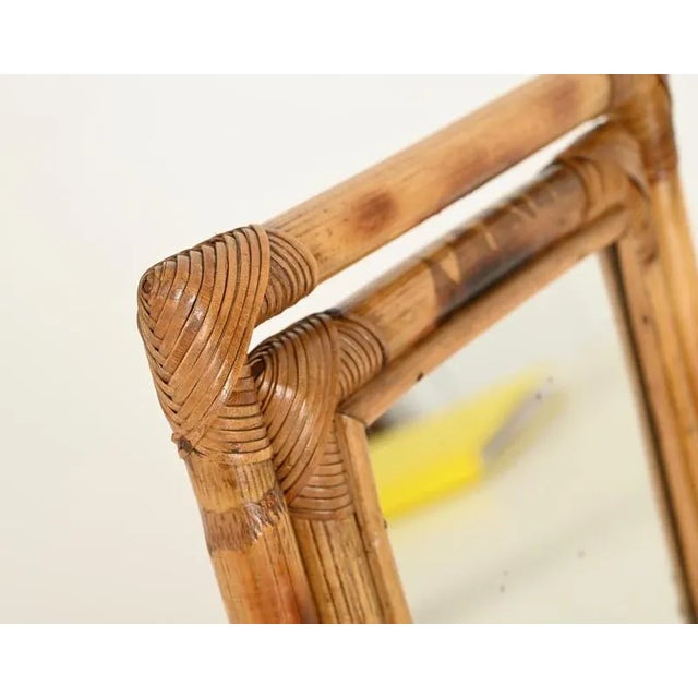 Mid-Century Modern Italian Vanity Adjustable Table Mirror in Bamboo and Rattan, 1970s For Sale - Image 4 of 14
