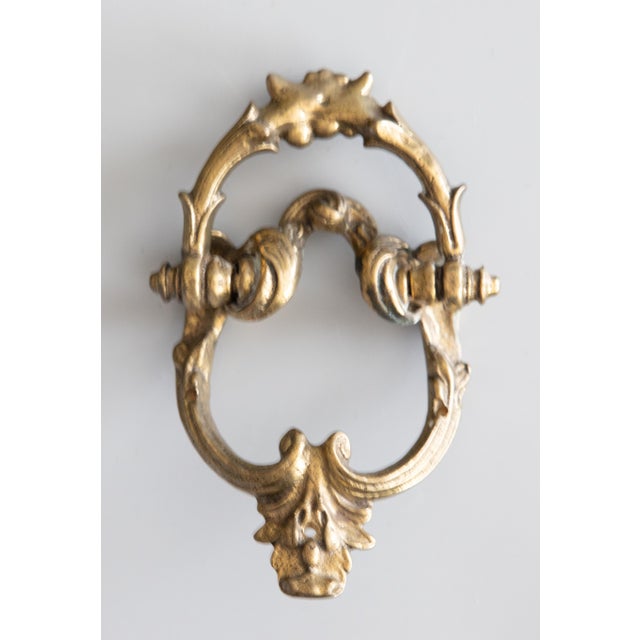Early 20th Century Antique Art Nouveau French Gilt Bronze Floral Door Knocker For Sale - Image 5 of 8