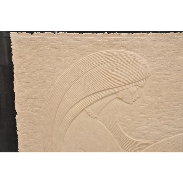 Late 20th Century "The Potter" by Acoma Art Large Cast Embossed Paper 3d Acrylic Shadow Box Frame For Sale - Image 4 of 12