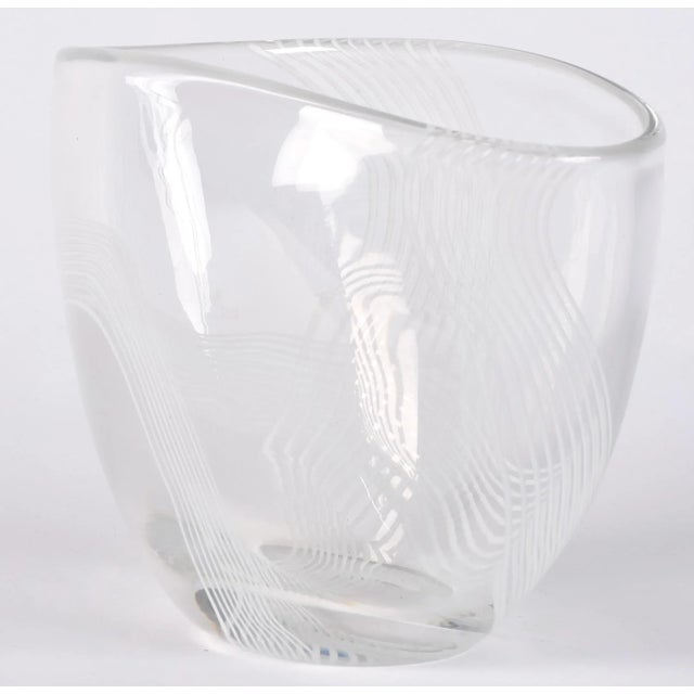 Glass Vintage Vicke Lindstand Kosta Art Glass Arabesque Bowl For Sale - Image 7 of 13