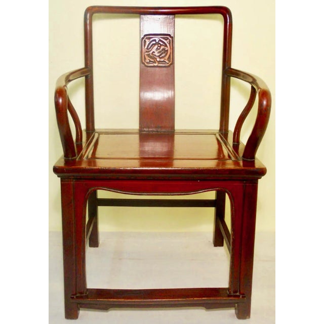 Wood Circa 1800-1849 Antique Chinese Ming Arm Chairs- a Pair For Sale - Image 7 of 11
