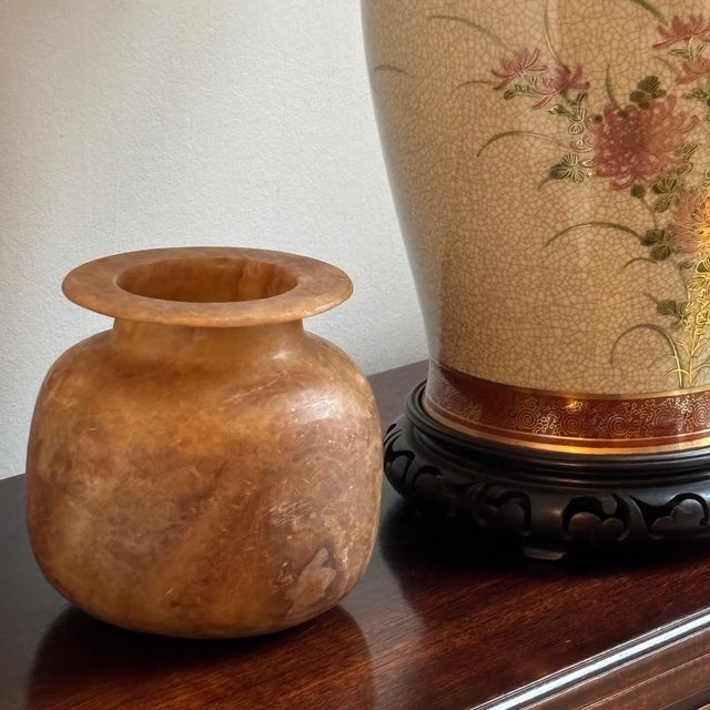 Vintage Handcrafted Egyptian Alabaster Vase For Sale - Image 4 of 18