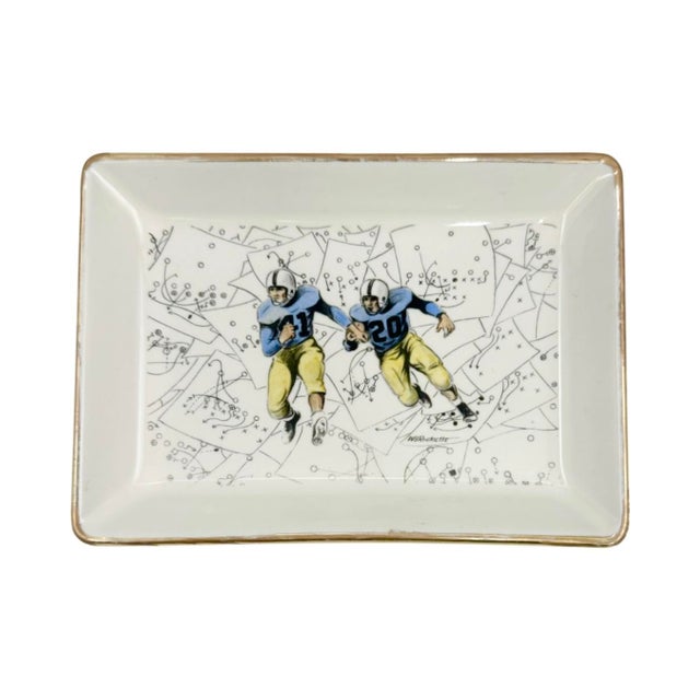 Mid 20th Century Vintage w.b. Ricketts Football Players Ceramic Ashtray Dish For Sale - Image 5 of 10