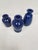 Beautiful set of three cobalt blue glazed heavy stoneware pots - originally a furniture polish pot by Ronuk Polish based...