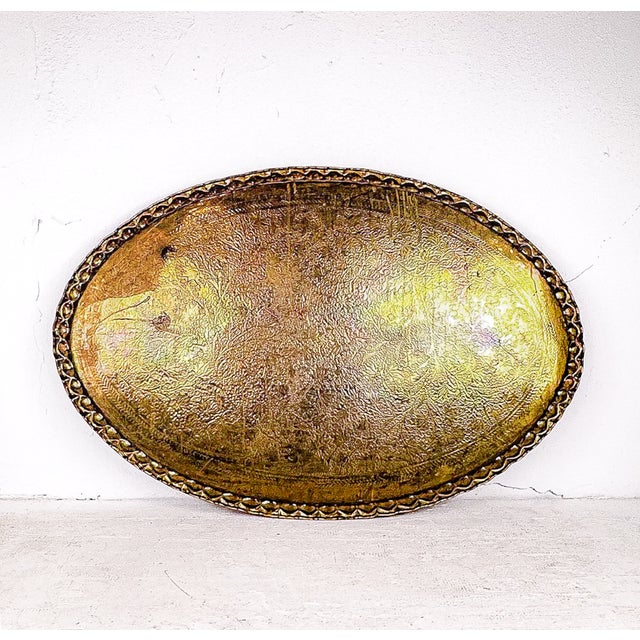 Midcentury Modern Brass Tray Table With Base For Sale In Portland, OR - Image 6 of 15