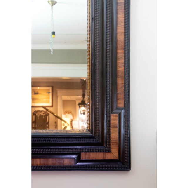 17th Century Dutch Baroque Gilt Slip Walnut & Ebony Mercury Plate Mirror For Sale - Image 4 of 7
