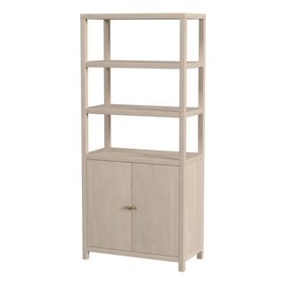 Nora 32 in W. x 72 in. H Wood 3- Tier Etagere Bookcase, Antique Taupe For Sale