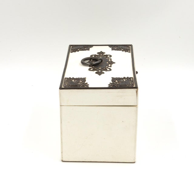 Elegant Painted English Victorian Period Tea Caddy With Elaborate Metalwork, Circa 1890. For Sale - Image 4 of 12
