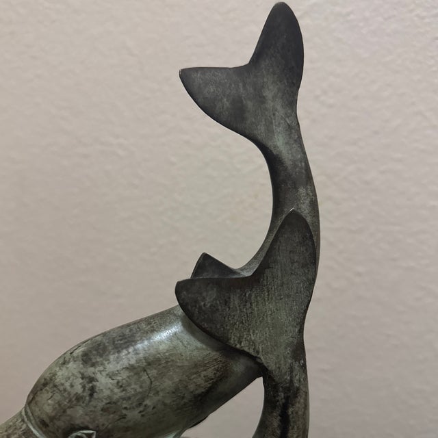1980s Bronze Sculpture of Two Dolphins For Sale - Image 4 of 12