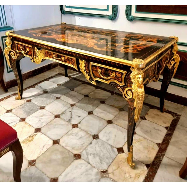 2020s Ornate French Executive Desk – Black Luxury Desk With Gold Leaf Details & 3 Drawers For Sale - Image 5 of 5