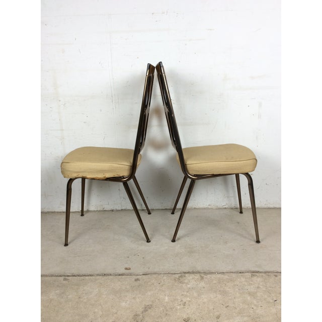 Mid-Century Modern Mid Century Modern Pair of Chairs With Smoked Lucite Seat Back and Vintage Upholstery by Chromecraft For Sale - Image 3 of 13