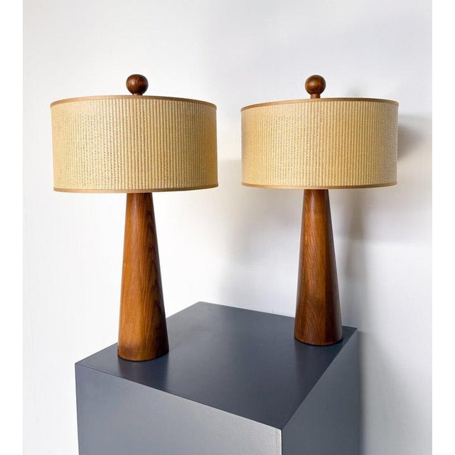Not Yet Made - Made To Order Modern Conical Wooden Table Lamps, Italy, Set of 2 For Sale - Image 5 of 6