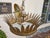 Mid 20th Century Spanish Gilt Metal Crown Chandelier with Frosted Glass Diffuser For Sale - Image 4 of 7
