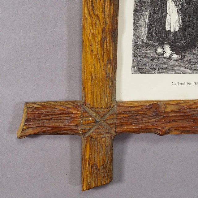 Wood Antique Copper Engraving Print With Bavarian Scene Ca. 1900 For Sale - Image 7 of 8