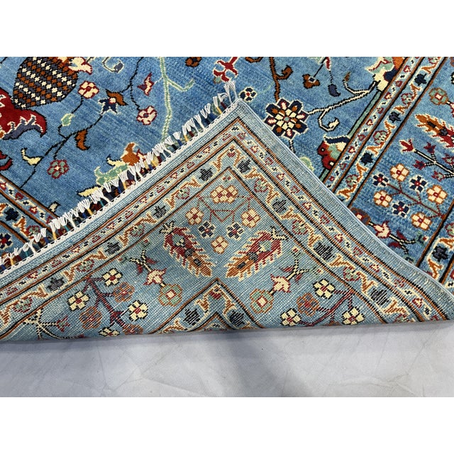 Blue Sultani Wool Area Rug With Persian Floral Design, 6'6" X 9'10" For Sale - Image 14 of 14