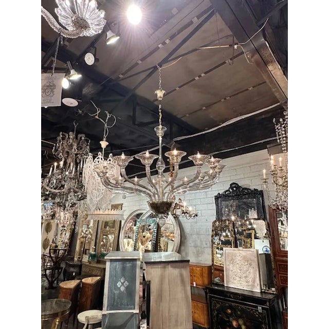Murano Smoke Glass Chandelier For Sale - Image 9 of 9