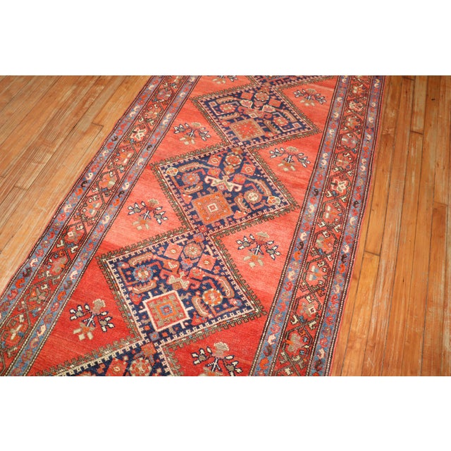 Antique Geometric Persian Malayer Runner - 3'5" x 16'9" For Sale - Image 9 of 11
