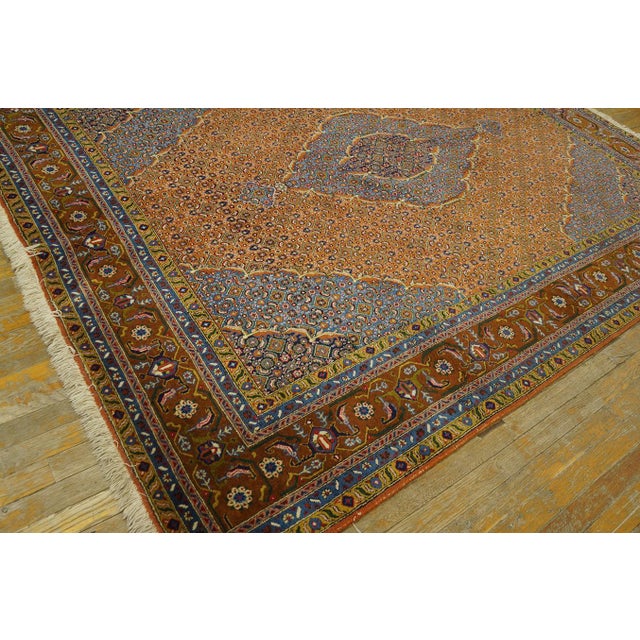 Mid 20th Century 1960s Orange Salmon Medallion Vintage Persian Moud Rug 6' 9''x 8' Handknotted Wool Carpet For Sale - Image 5 of 6