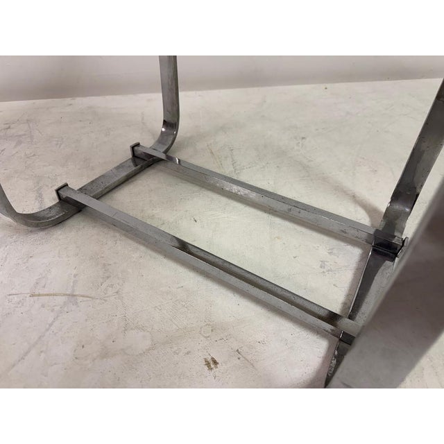Silver Chrome Plated Steel Stool by Jacques Adnet, 1950s For Sale - Image 8 of 13