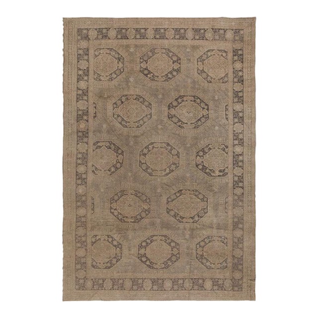 Antique Oversized Turkish Oushak Rug in Brown With Medallions - Rug & Kilim For Sale
