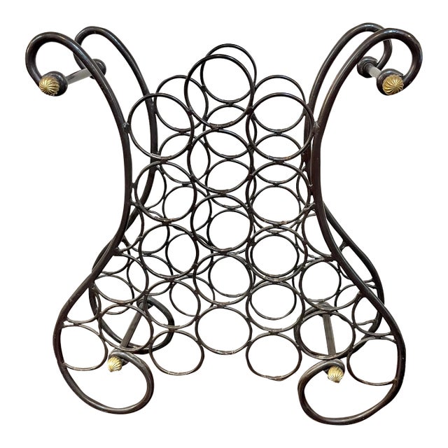 Vintage French Dark Brown Wrought Iron Wine Rack Stand Chairish