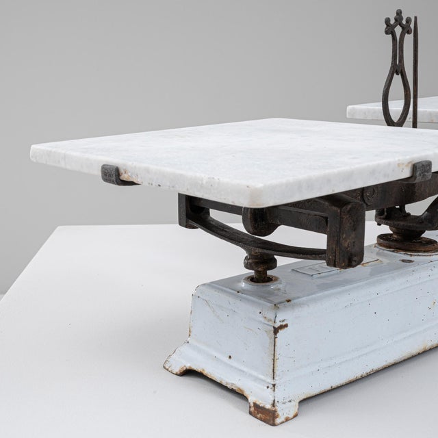 19th Century French Iron & Marble Scale For Sale - Image 12 of 18