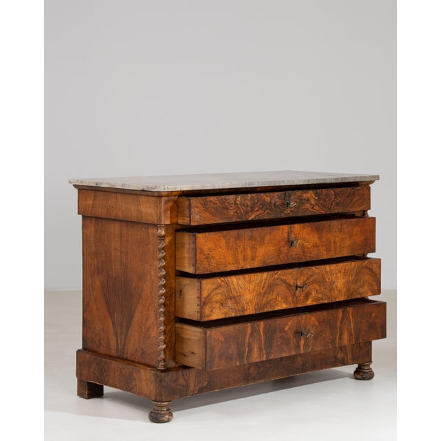 Chestnut Biedermeier Marble-Top Chest of Drawers, Antique, France, Circa 1860 For Sale - Image 8 of 14