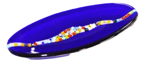 Oval Cascata C20 Cobalt Blue Murano Glass Plate by Birello