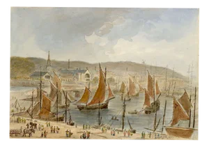 John Wilson, Herring Boats at Boulogne sur Mer, France, 1870s, Watercolour